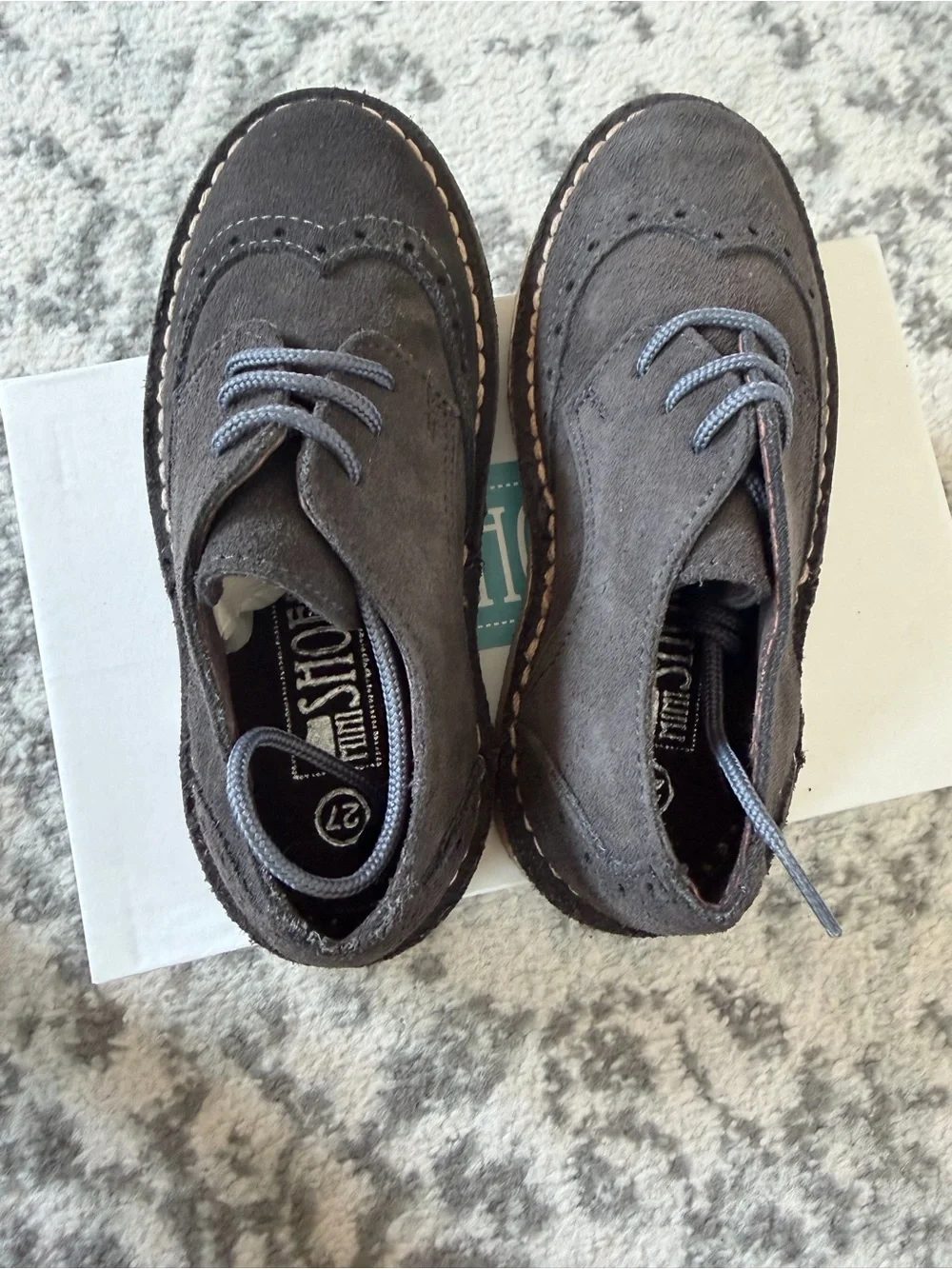 Little Gentlemen Suede Wingtip Dress Shoes - Gray